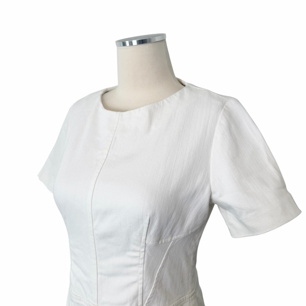Derek Lam White Stretch Denim Midi Dress Sz 8 - Picture 5 of 12